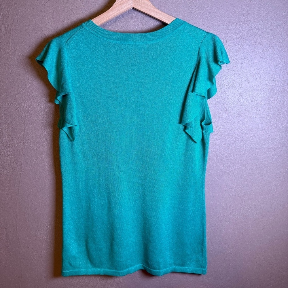 Banana Republic Sleeveless Ruffle Sweater Short Sleeve Green Top Size Medium - Picture 12 of 15